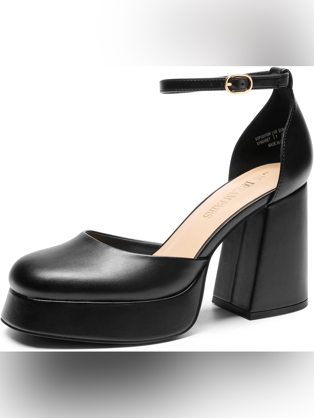 Dream Pairs Black Chunky Platform Heels